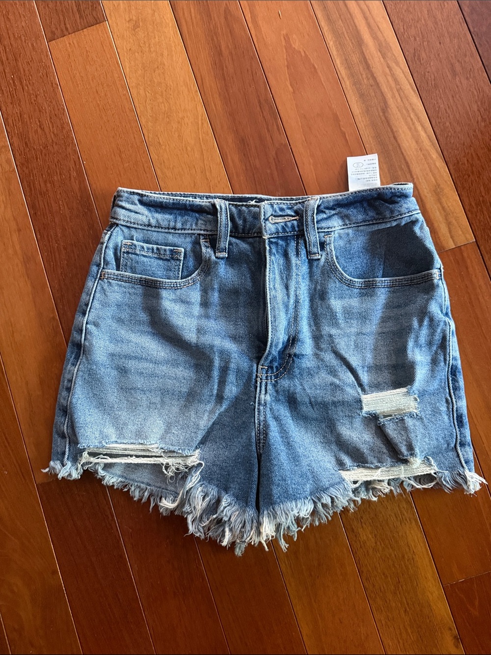 Hollister Light Blue Distressed Denim Shorts